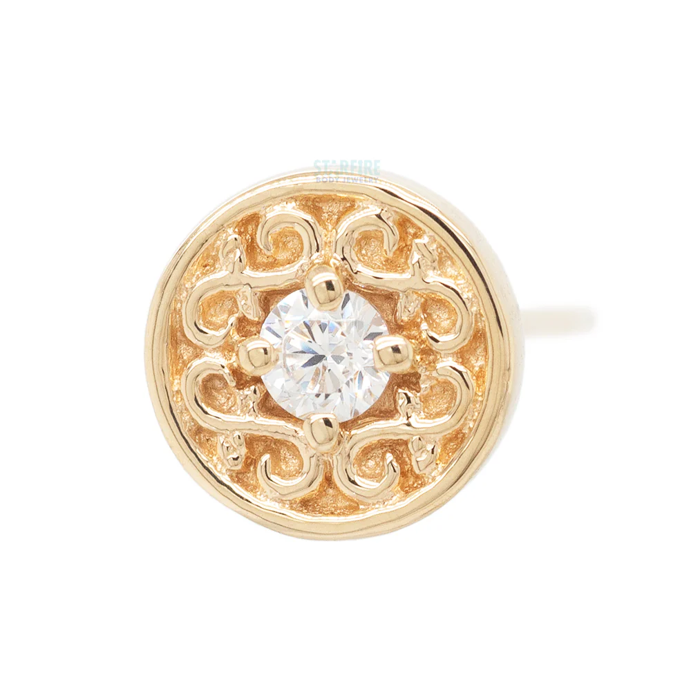 "Elizabeth" Nostril Screw in Gold with White CZ - Image 2