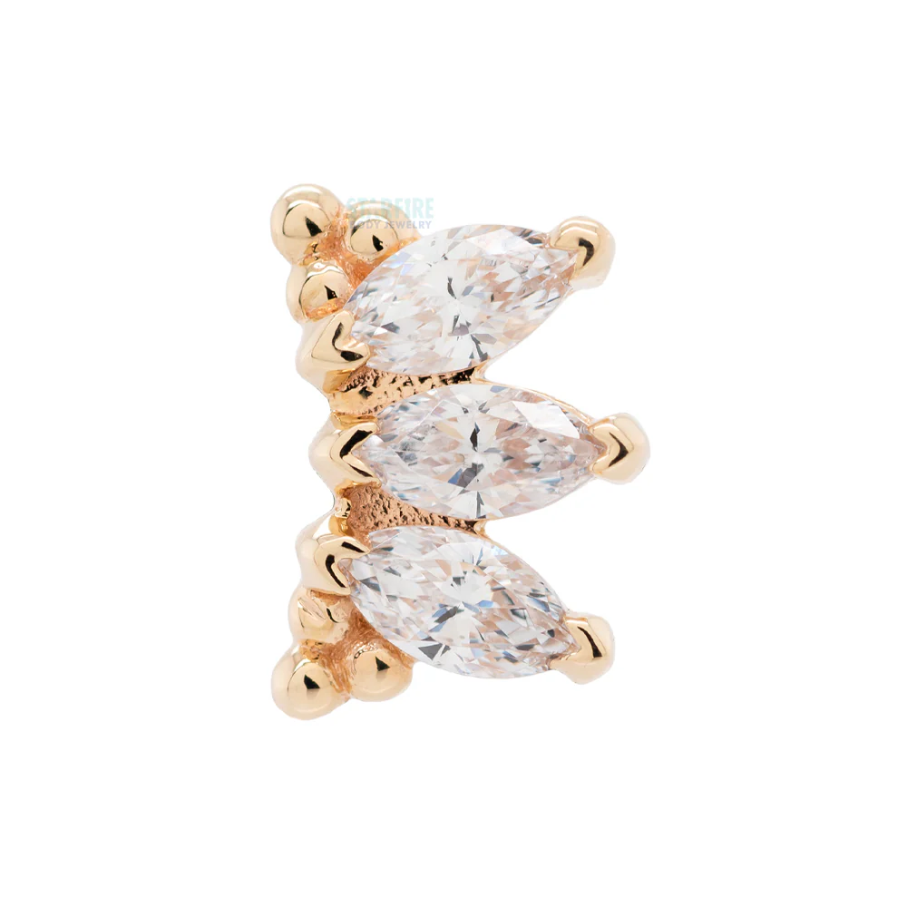 "Eloise" Marquise "Panaraya" Threaded End in Gold & Platinum with White CZ's