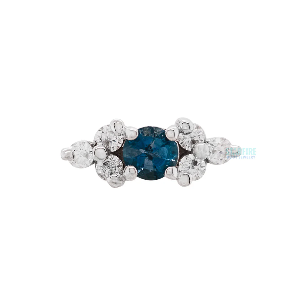 "Embrace" Threaded End in Gold with White CZ & London Blue Topaz - Image 3