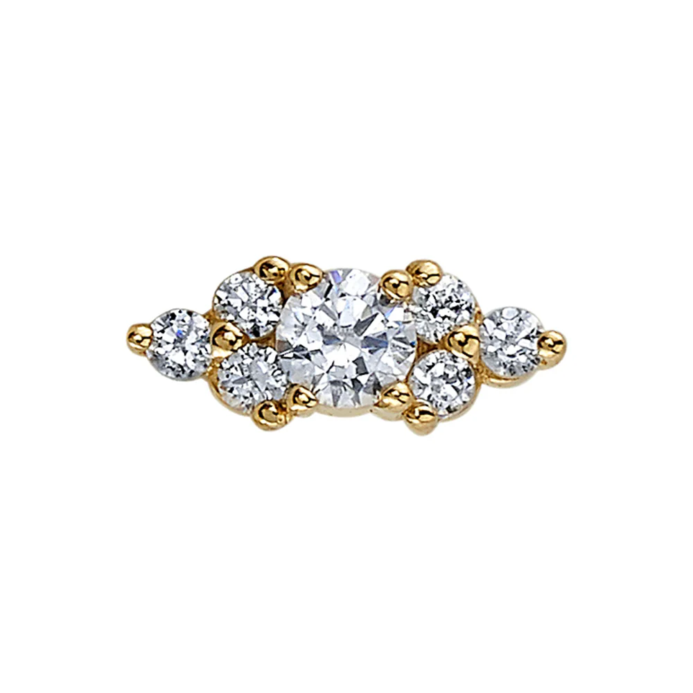 "Embrace" Threaded End in Gold with White CZ's - Image 2
