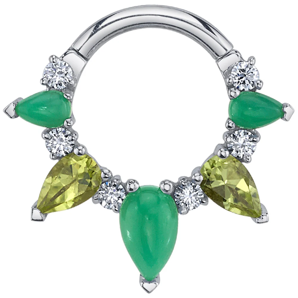 "Empress Rising" Hinge Ring in Gold with Diamond, Chrysoprase & Peridot - Image 2