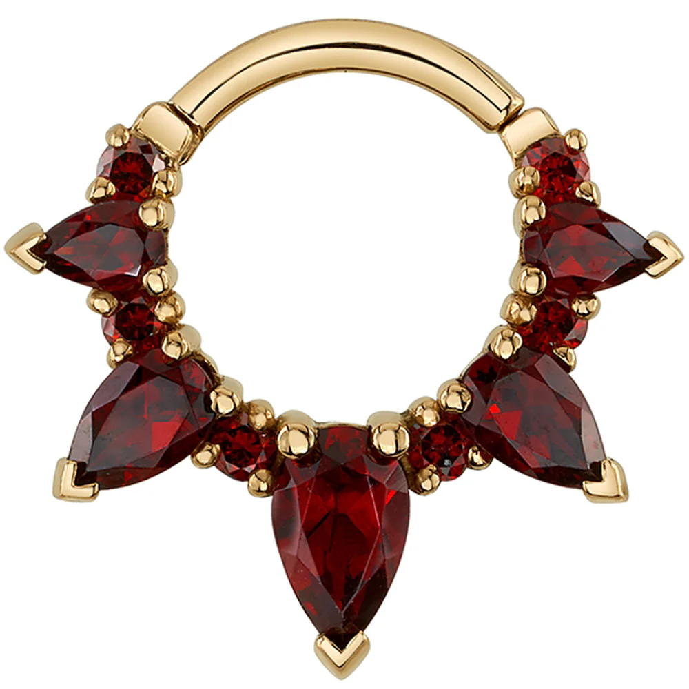 "Empress Rising" Hinge Ring in Gold & Platinum with Red Diamond & Garnet - Image 3