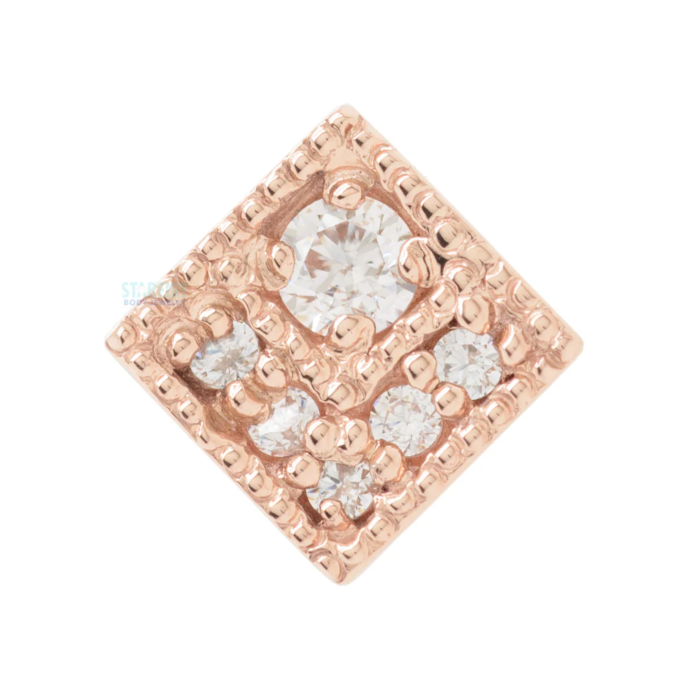 Endymion Square Threaded End in Gold with White CZ's - Image 2