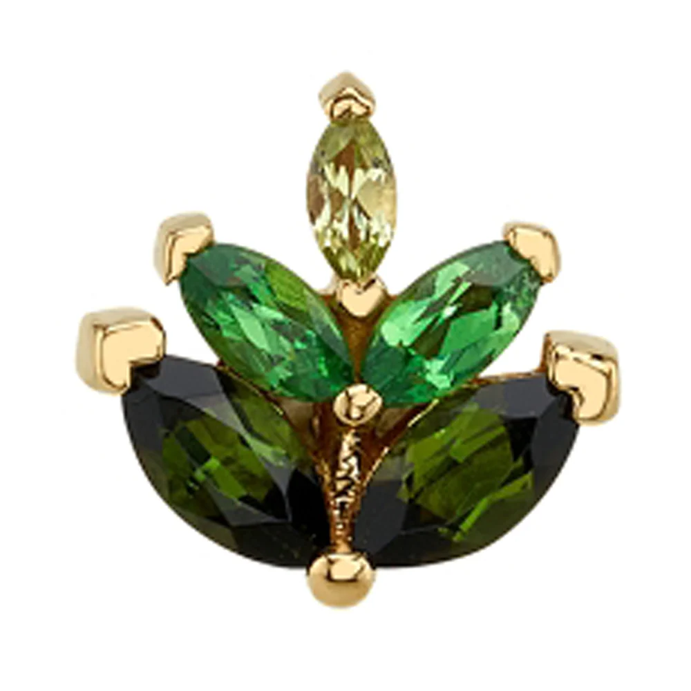 "Esme" Threaded End in Gold with Green Tourmaline, Tsavorite and Peridot - Image 2