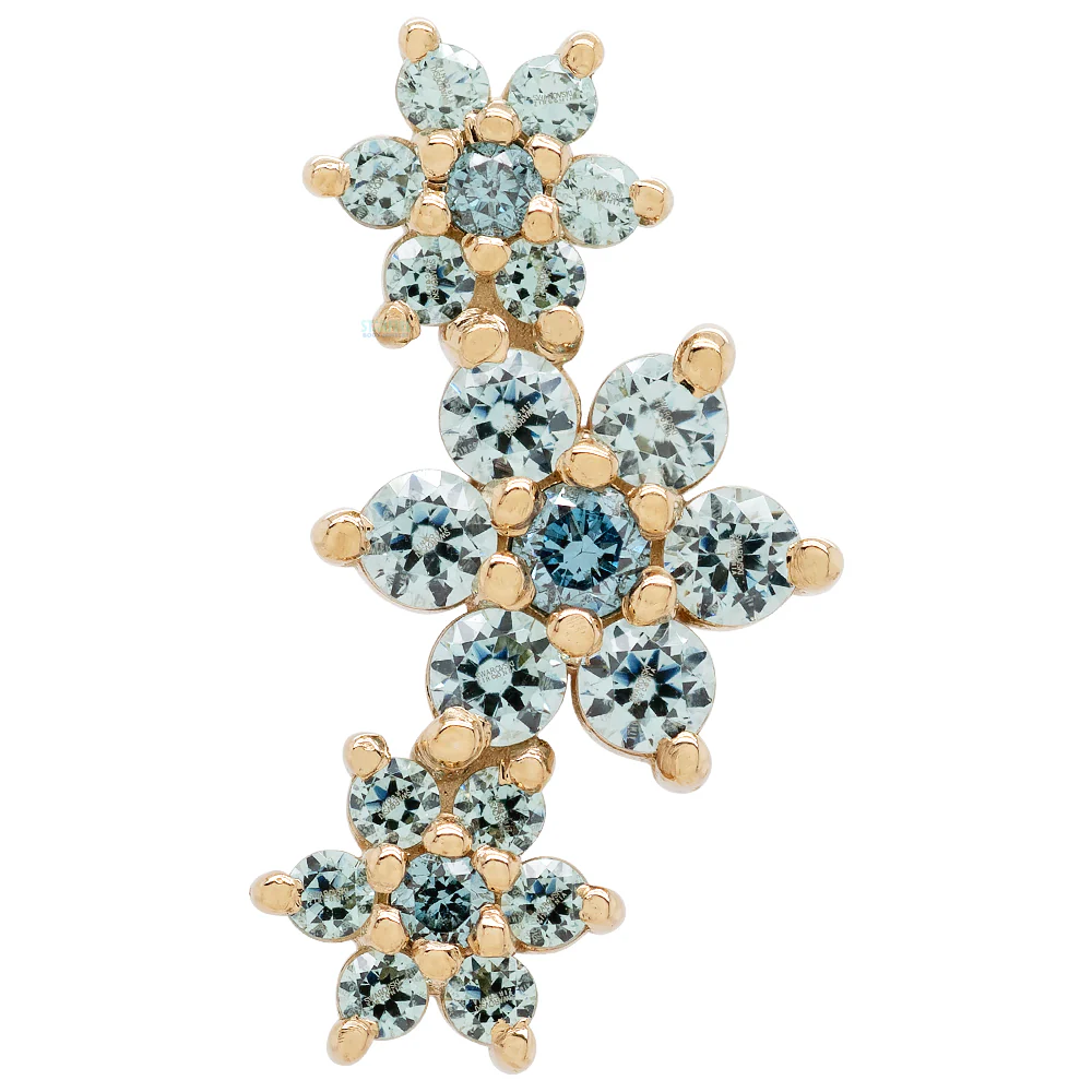 "Estrella" Threaded End in Gold with Ocean Blue Diamond & Cyan CZ's - Image 3