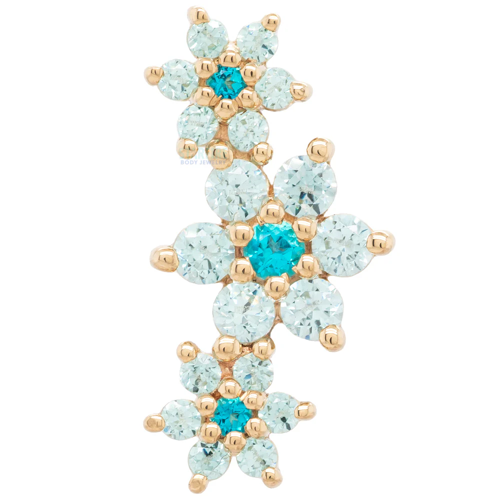"Estrella" Threaded End in Gold with Paraiba Topaz' & Cyan CZ's - Image 2