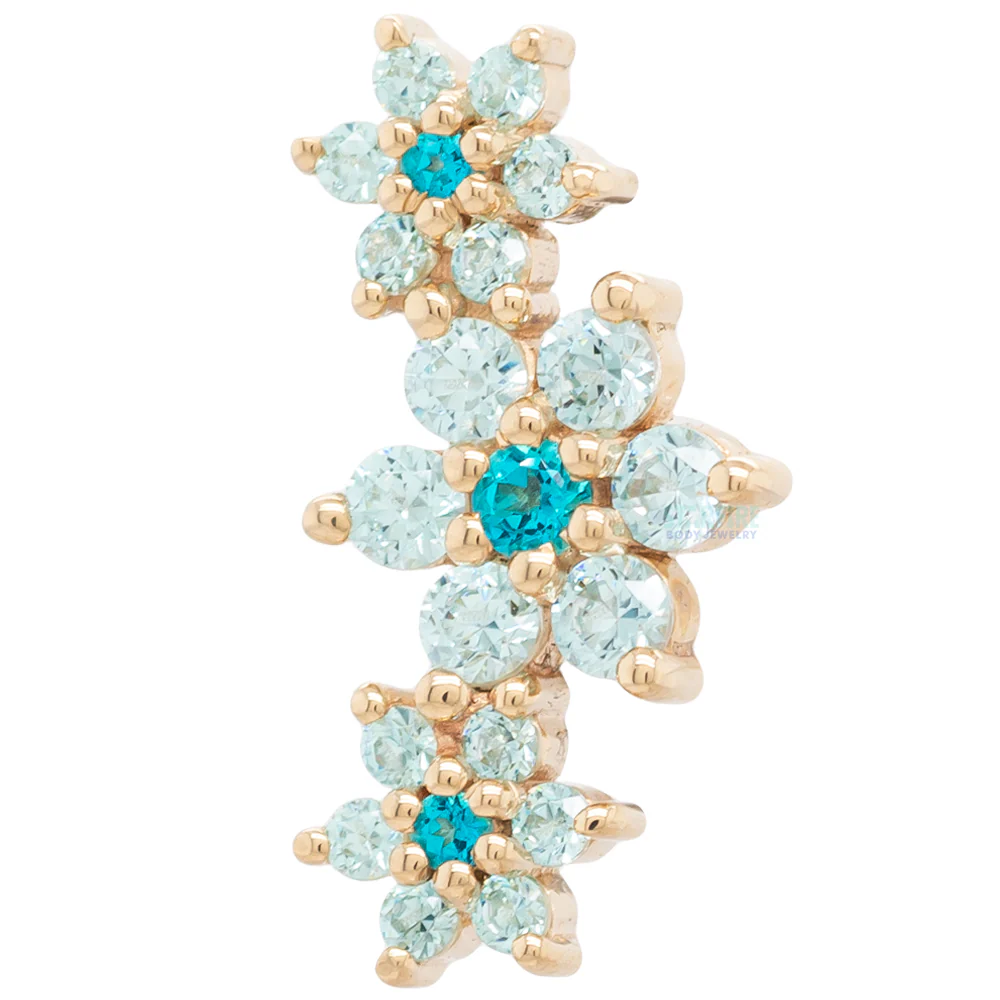 "Estrella" Threaded End in Gold with Paraiba Topaz' & Cyan CZ's - Image 3