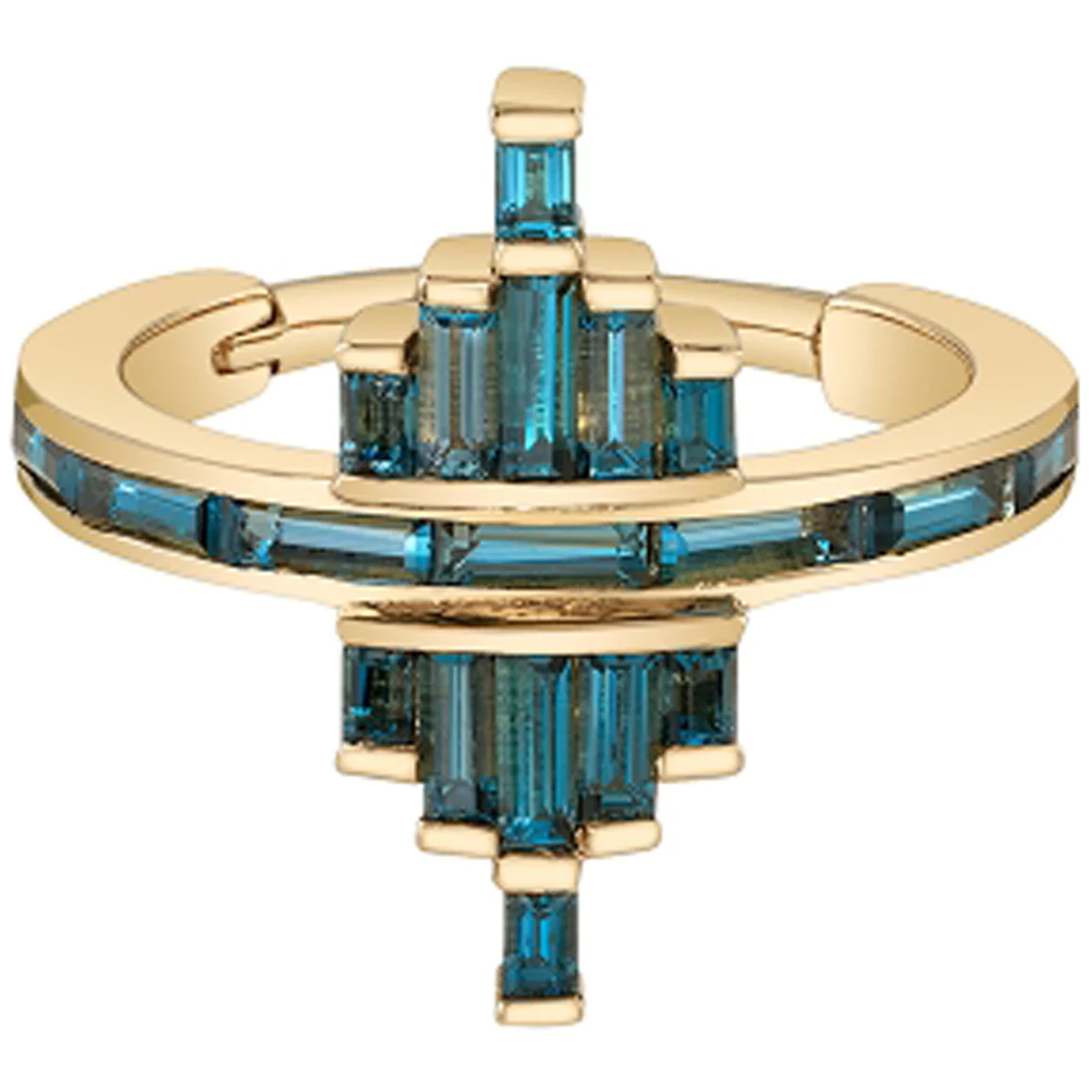 "Facade" Hinge Ring in Gold with London Blue Topaz - Image 2