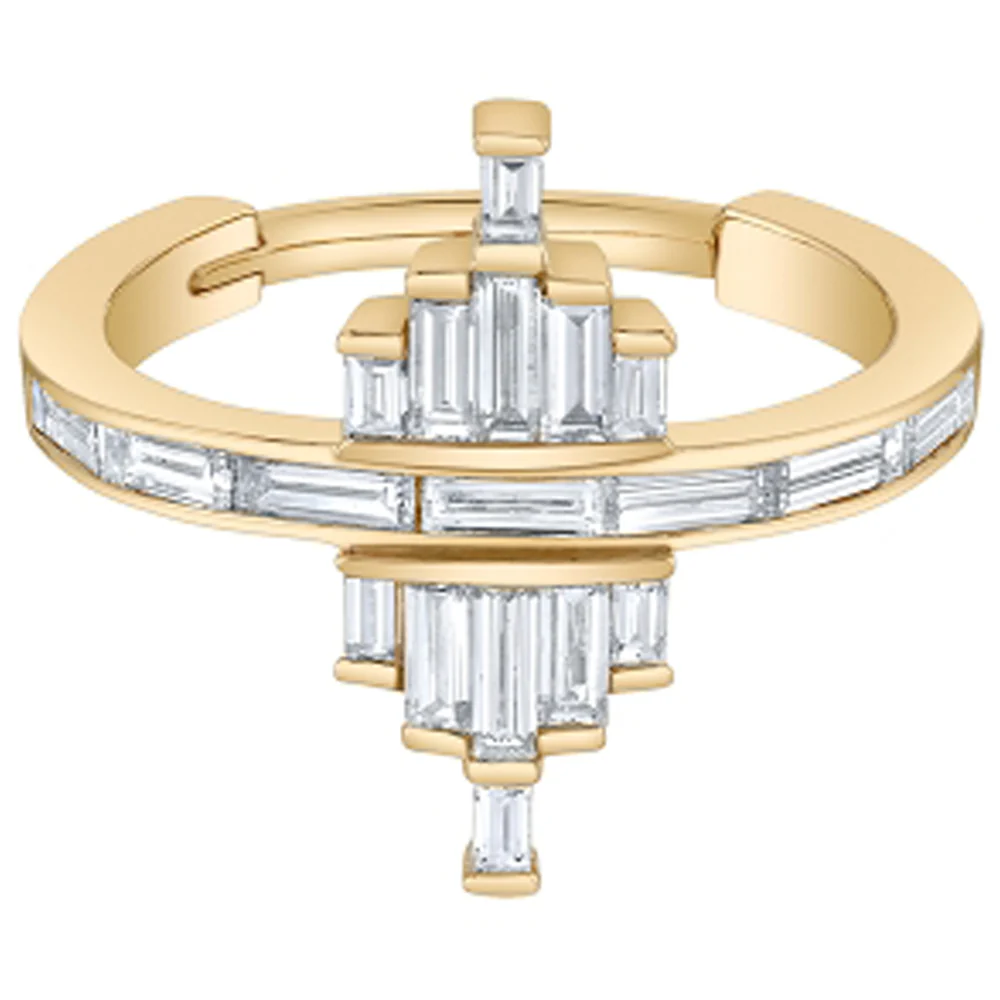 "Facade" Hinge Ring in Gold with White CZ's - Image 2