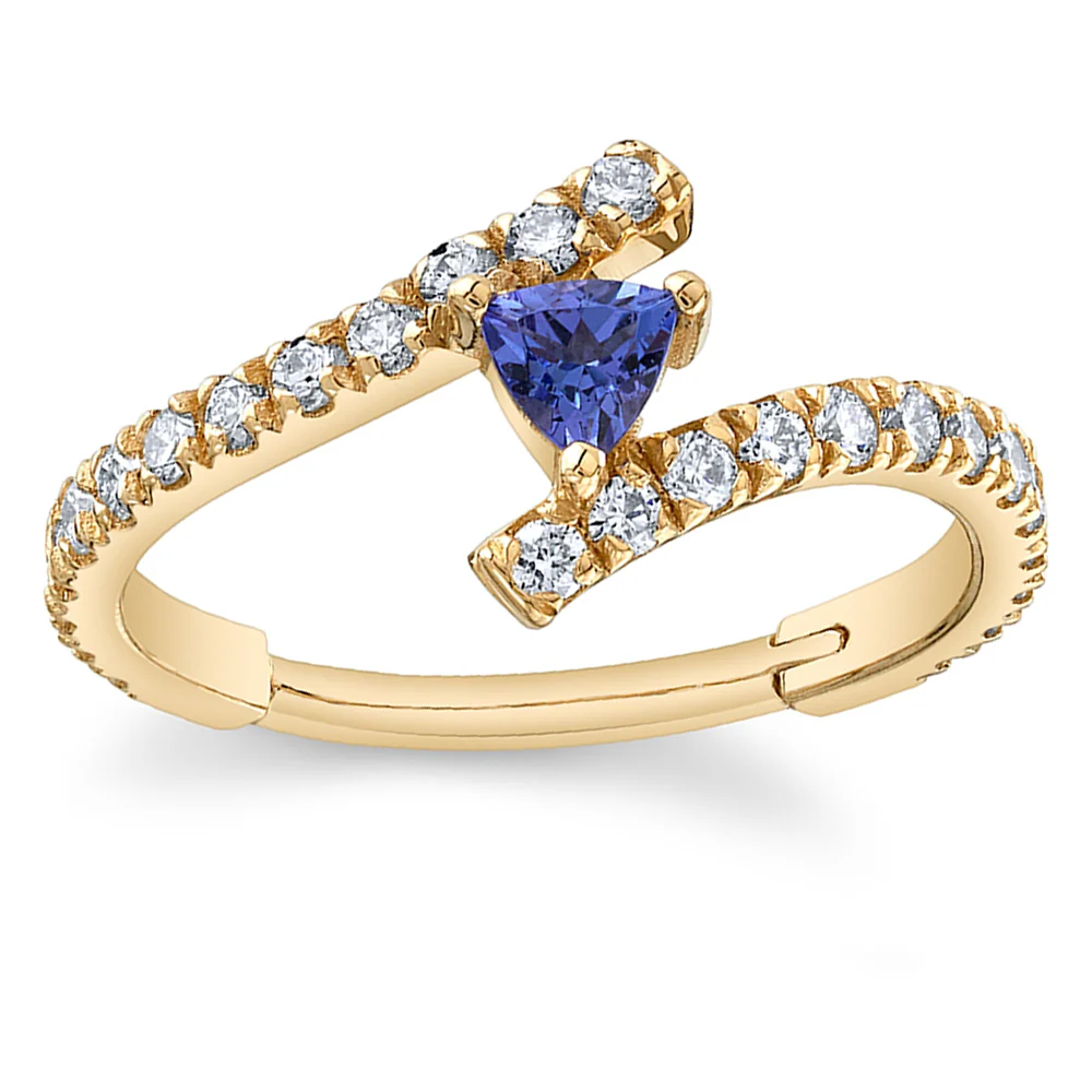"Finesse Trillion" Hinge Ring in Gold with Tanzanite & Diamonds - Image 2