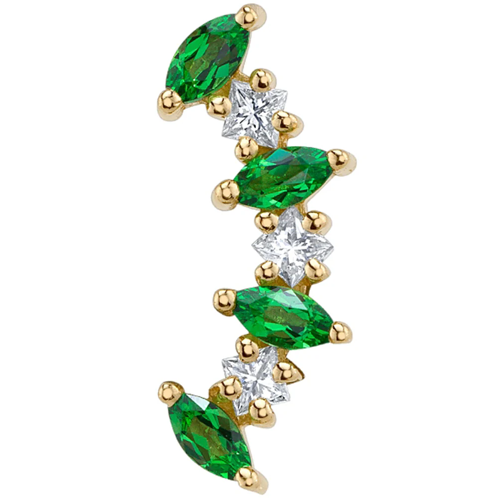 "Fiona" Threaded End in Gold with Tsavorite & DIAMONDS - Image 2