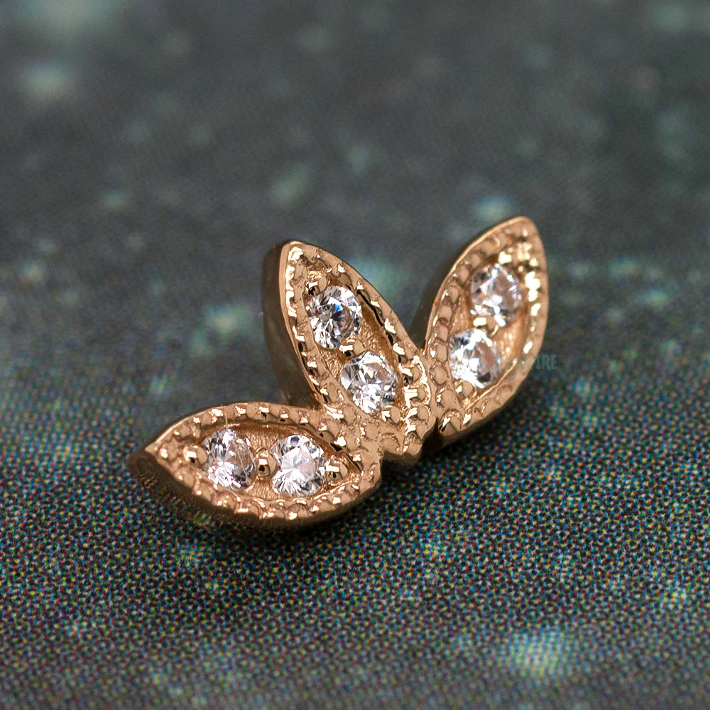 "Firefly" Threaded End in Gold & Platinum with White CZ's - Image 2