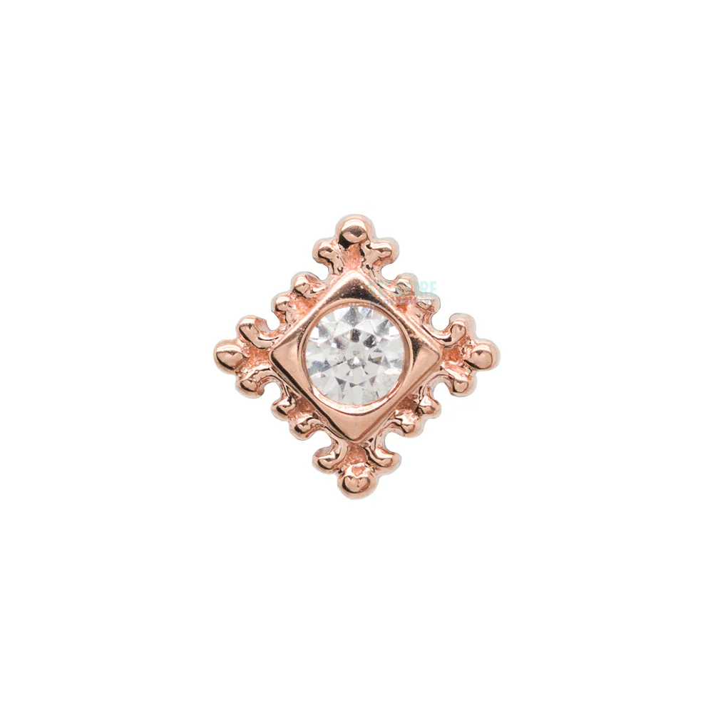 Flourish Illusion Threaded End in Gold with White CZ