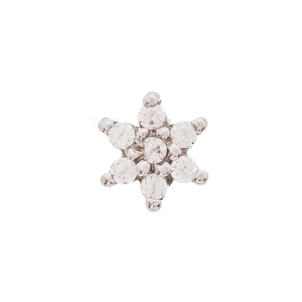 Flower #2 Nostril Screw in Gold with White CZ's - Image 4