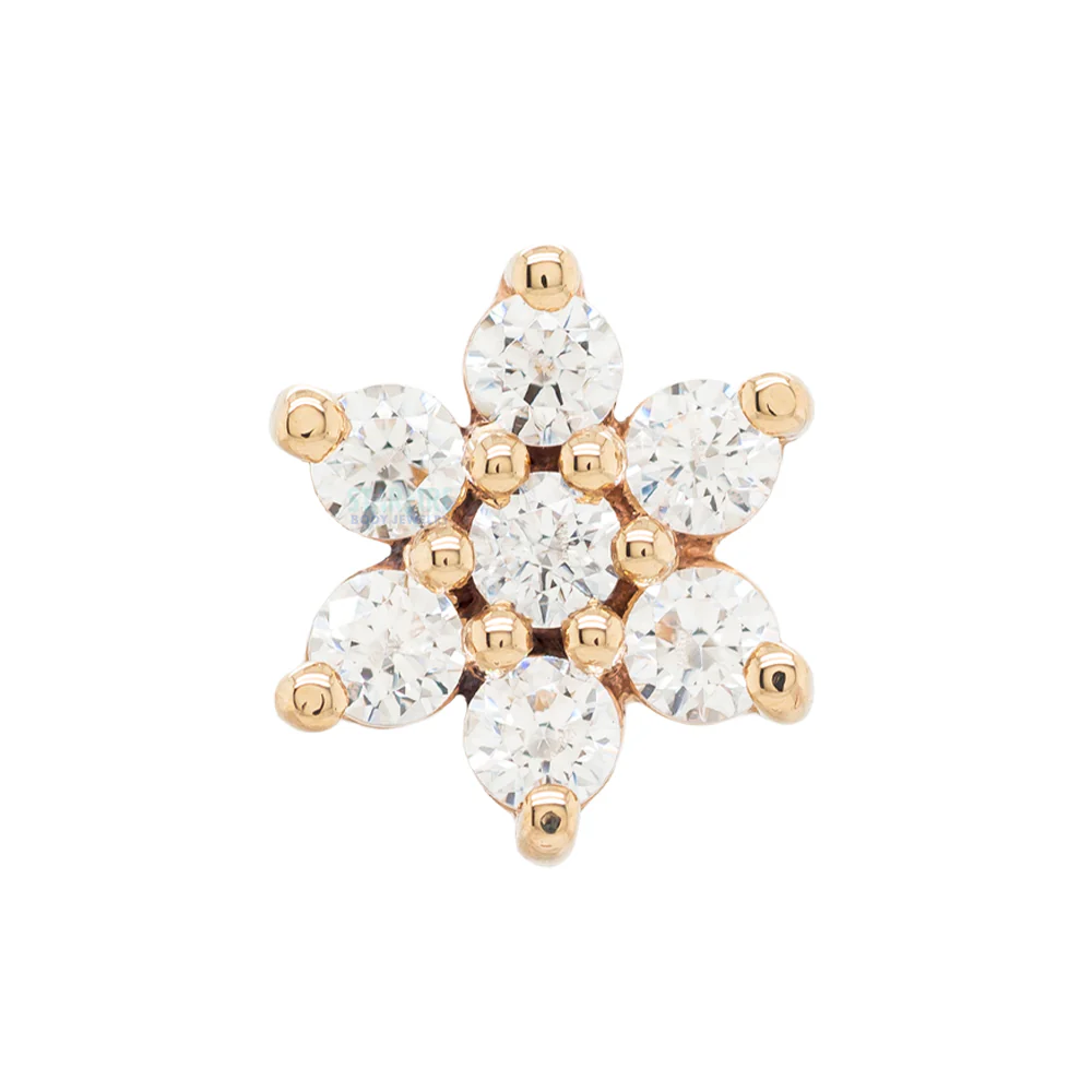 Flower #2 Nostril Screw in Gold with White CZ's - Image 5