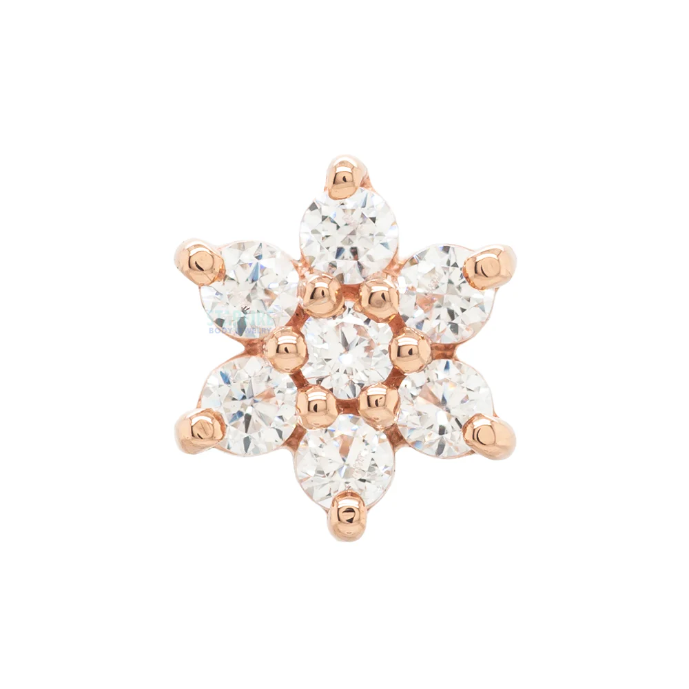 Flower #2 Nostril Screw in Gold with White CZ's - Image 7
