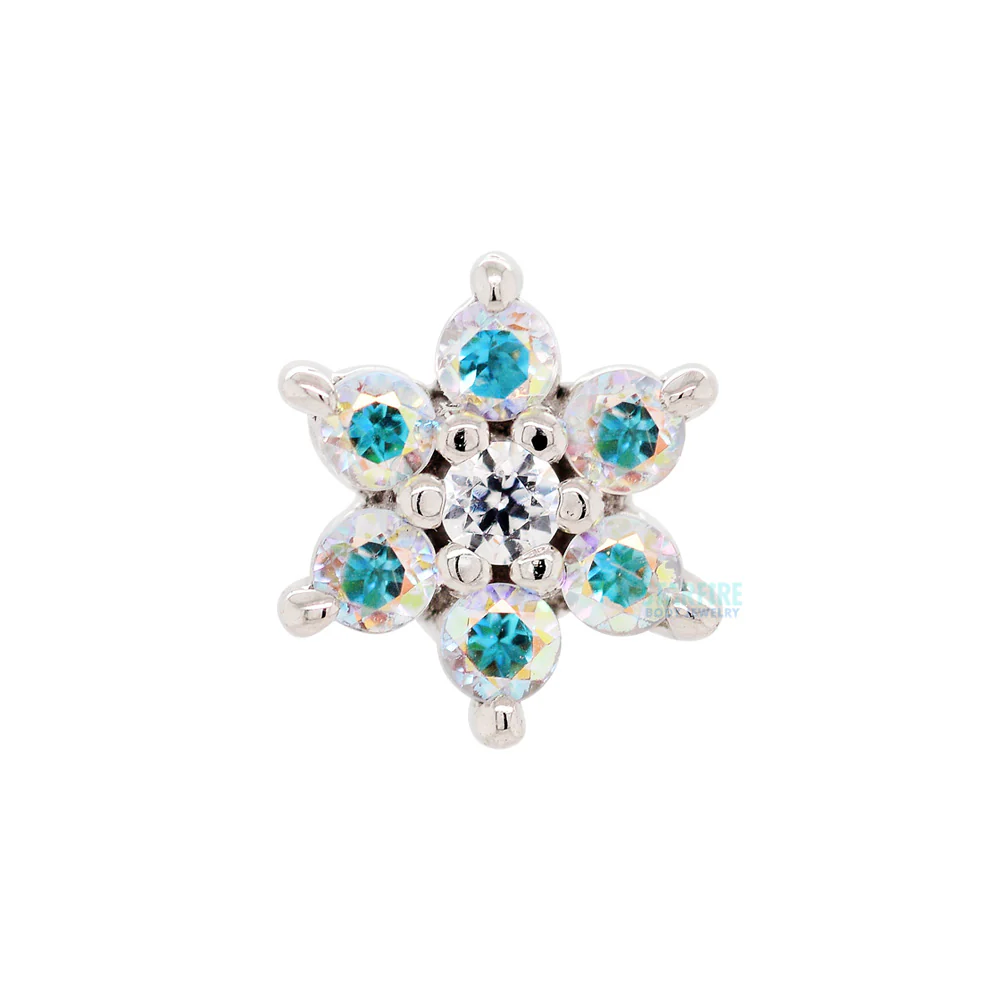 Flower #2 Threaded End in Gold with Mercury Mist Topaz & White CZ - Image 4