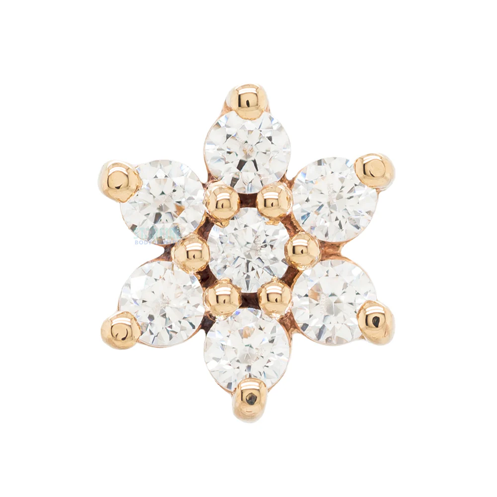 Flower #2 Threaded End in Gold with White CZ's - Image 7