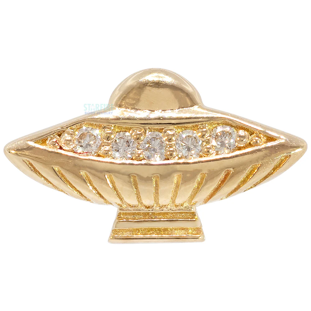 Flying Saucer Threaded End in Gold & Platinum with DIAMONDS - Image 3