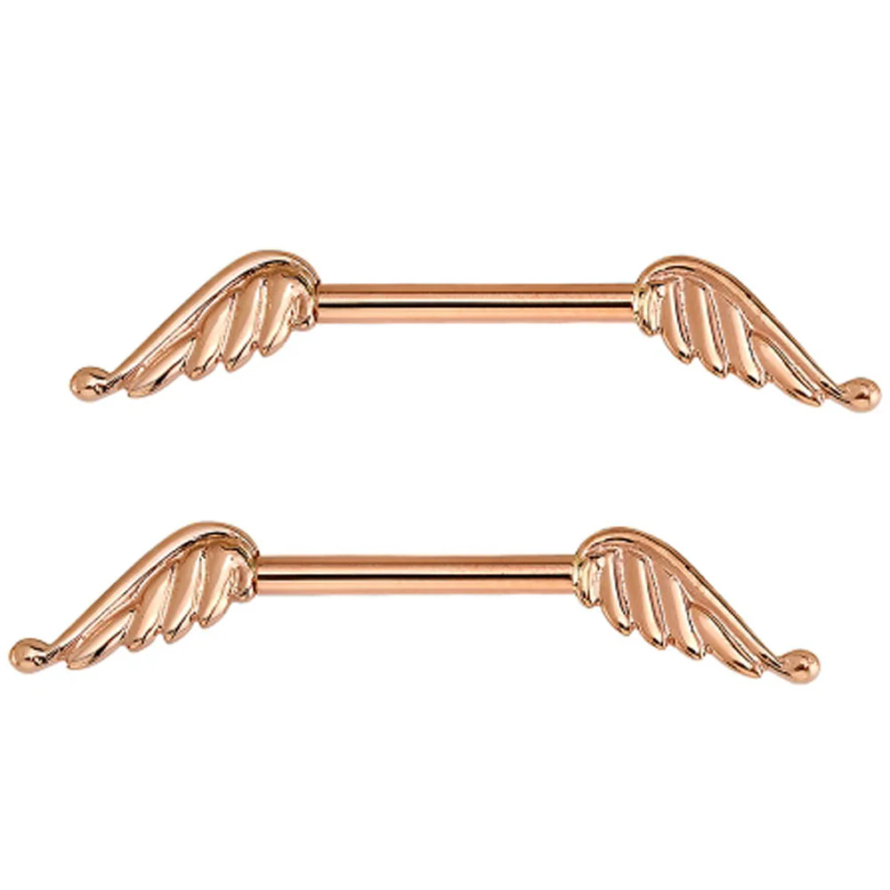 Forward Facing "Angel Wing" Nipple Barbells in Gold & Platinum