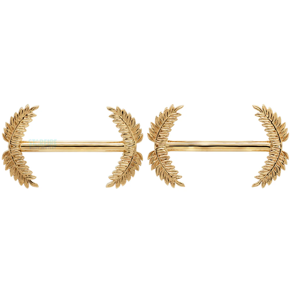 Forward Facing "Fern Bell" Nipple Barbells in Gold - Image 3