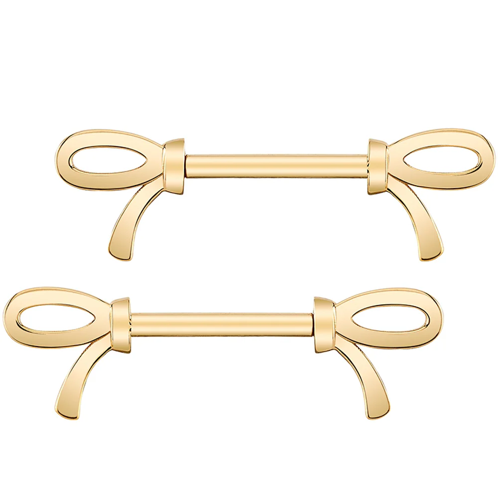 Forward Facing "Kelley Bow" Nipple Barbells in Gold & Platinum