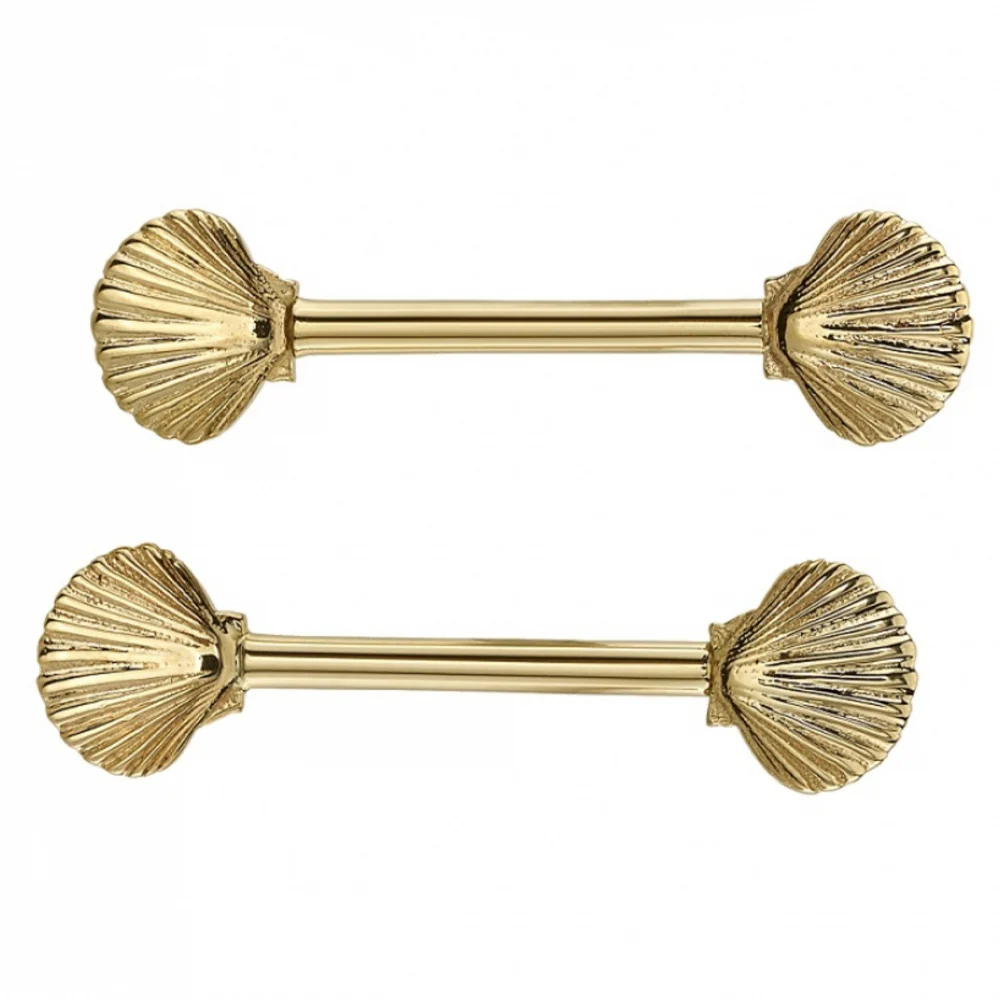 Forward Facing Seashell (Scallop Shell) Nipple Barbells in Gold