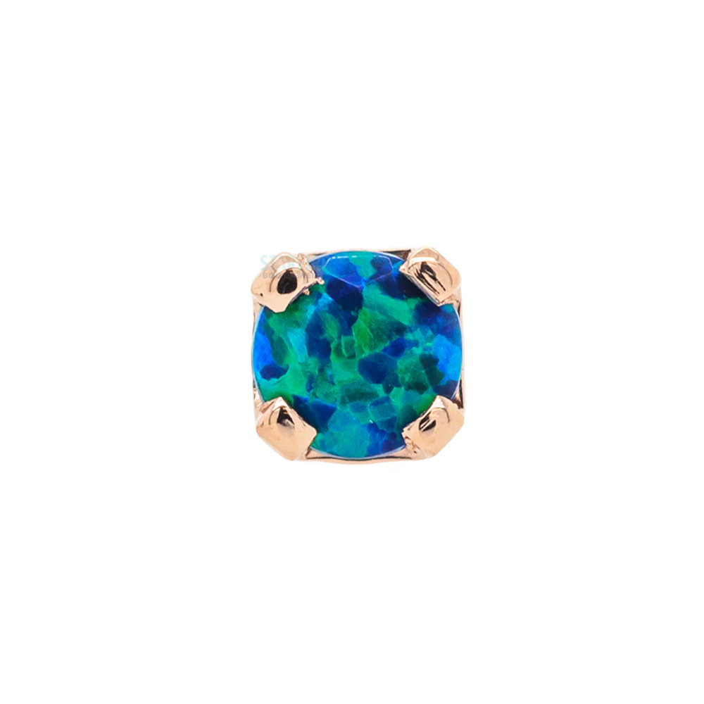 Four Prong Threaded End Faceted Black Opal in Gold & Platinum - Image 3