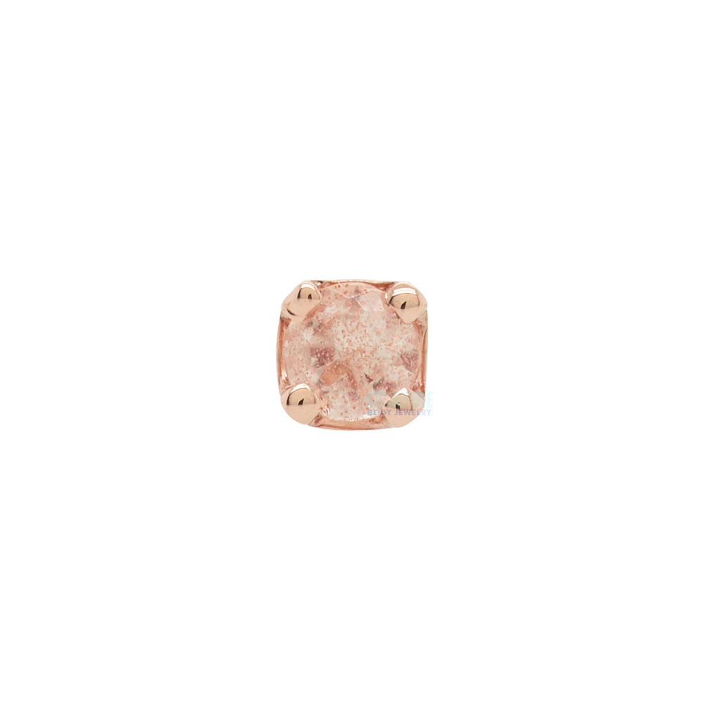 Four Prong Threaded End Oregon Sunstone in Gold & Platinum - Image 2