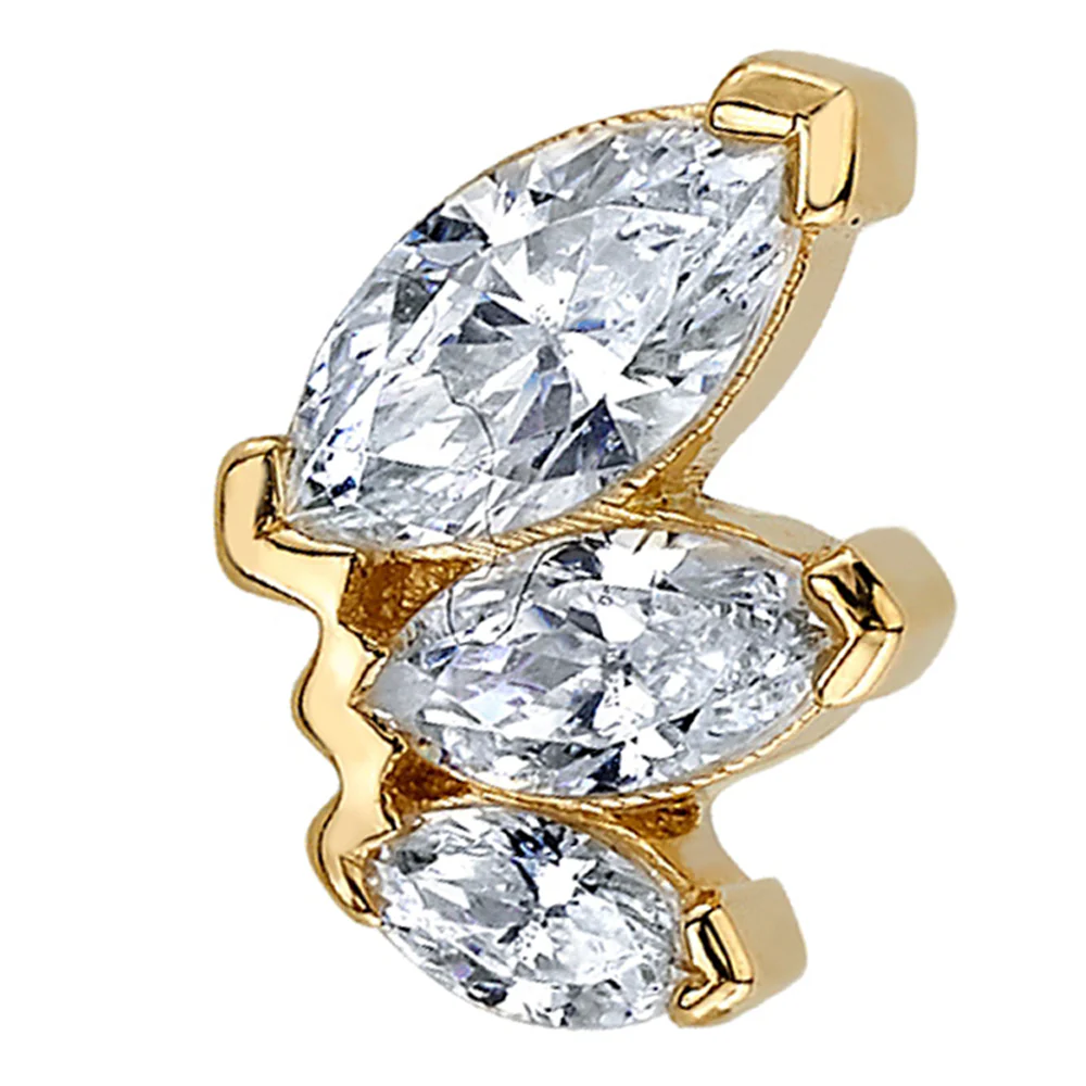 "French Kiss" Large Threaded End in Gold with DIAMONDS - Image 2