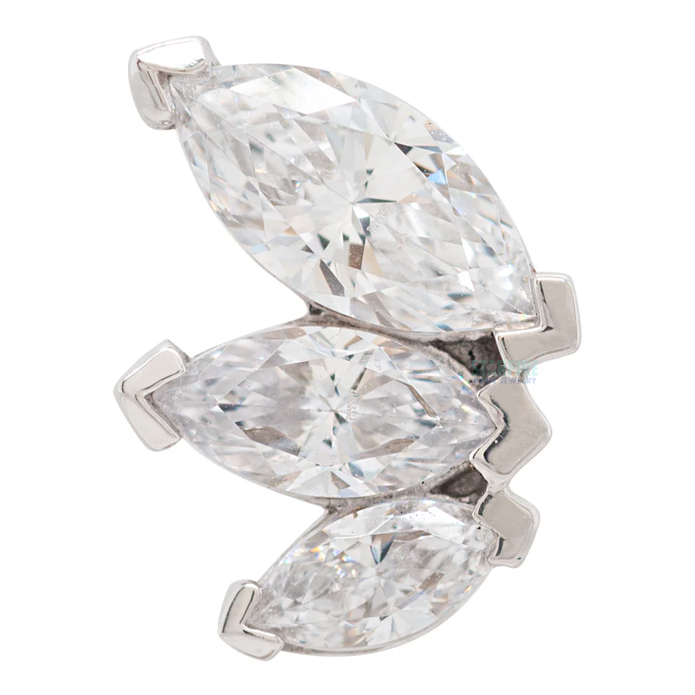 "French Kiss" Large Threaded End in Gold with White CZ's - Image 3