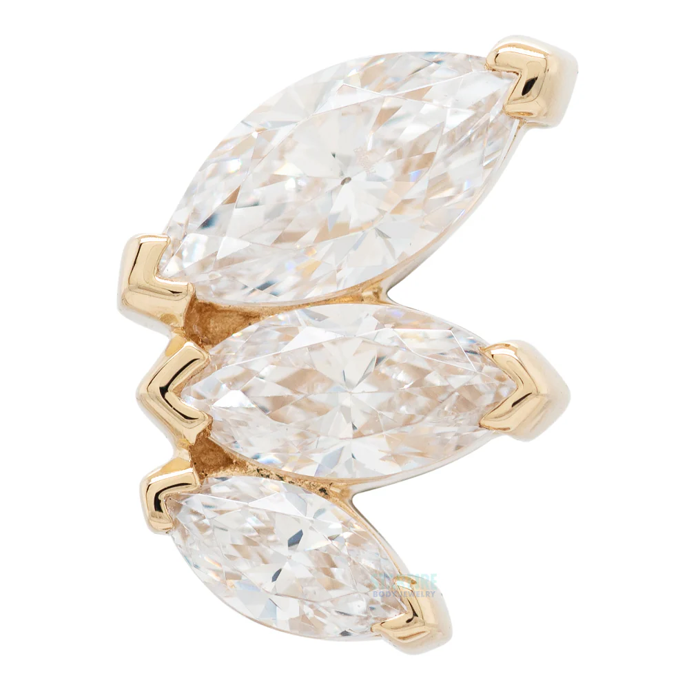 "French Kiss" Large Threaded End in Gold with White CZ's - Image 4
