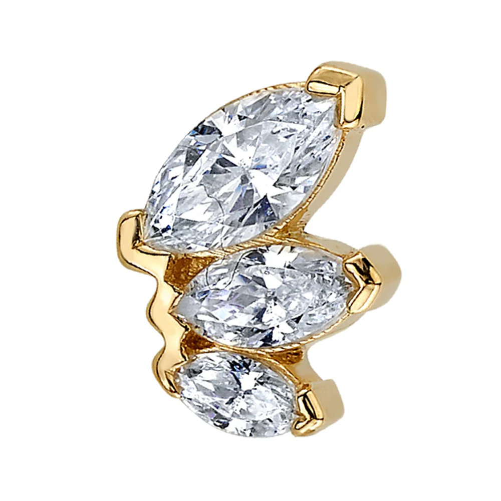 "French Kiss" Standard Threaded End in Gold with DIAMONDS - Image 2