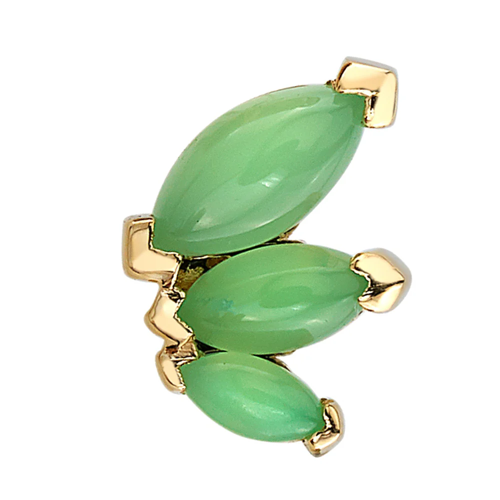 "French Kiss" Threaded End in Gold with Chrysoprase - Image 2