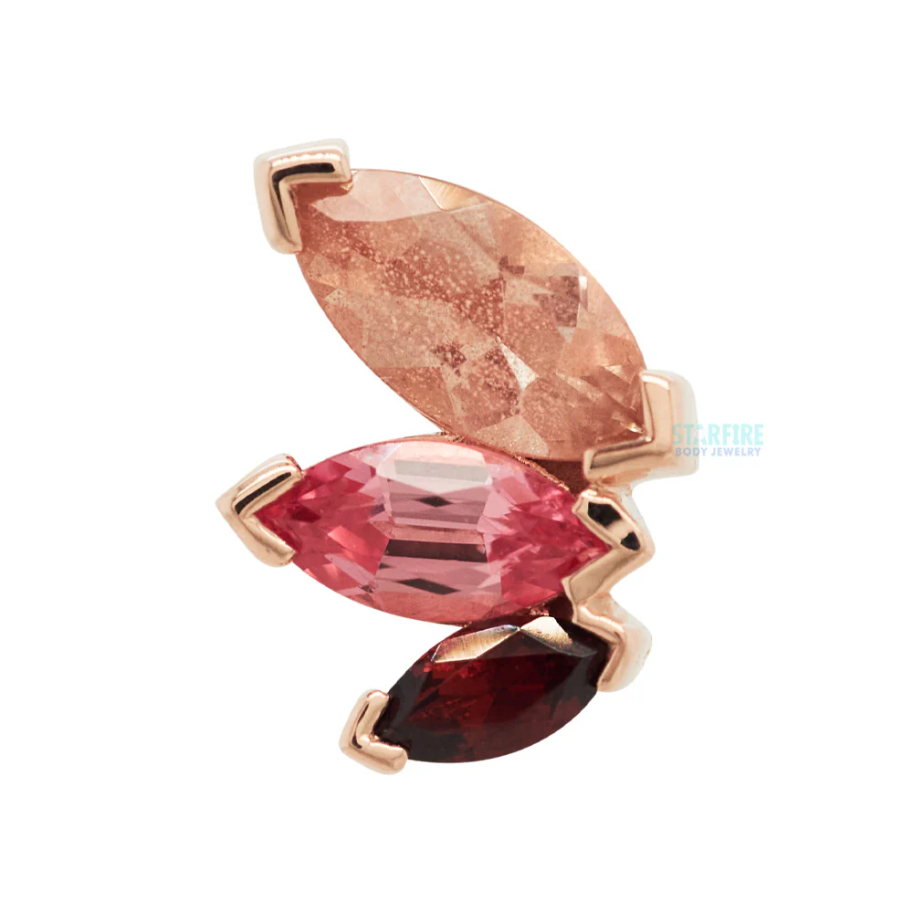 "French Kiss" Threaded End in Gold with Oregon Sunstone, Padparadscha Sapphire & Garnet - Image 4