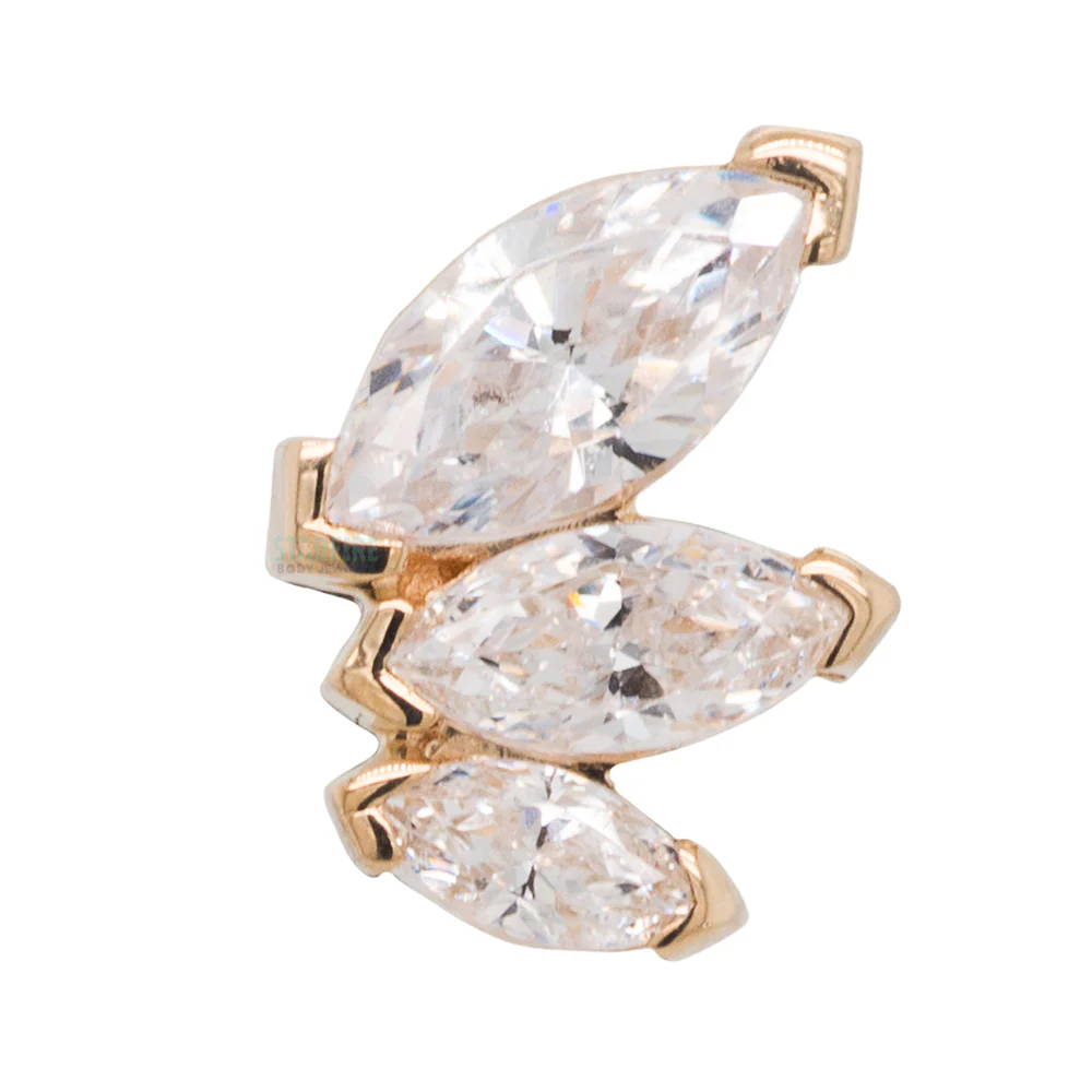 "French Kiss" Standard Threaded End in Gold with White CZ's - Image 3