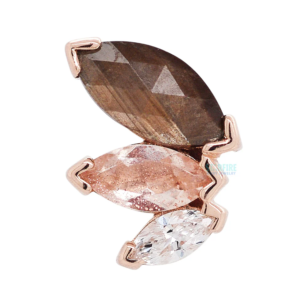 "French Kiss" Threaded End in Gold with Zawadi Sapphire, Oregon Sunstone & DIAMOND - Image 3