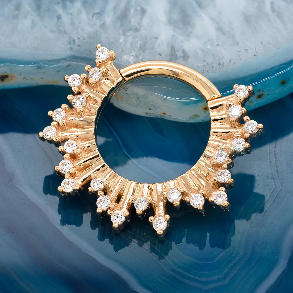 "Frozen" Hinge Ring in Gold with White CZ's - Image 2