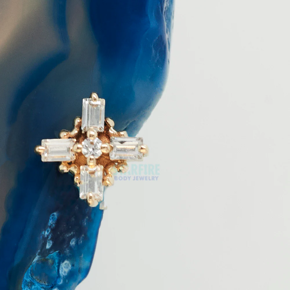 "Gaia" Threaded End in Gold with White CZ's - Image 2