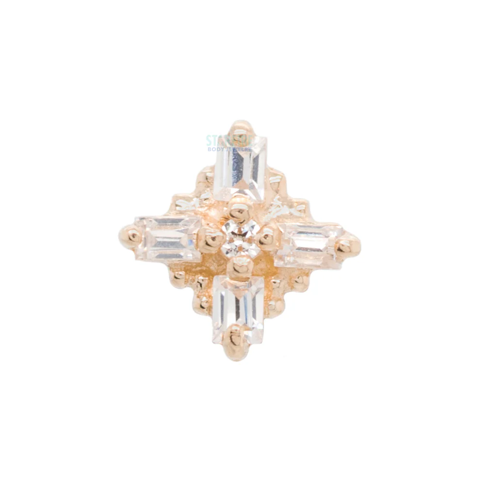 "Gaia" Threaded End in Gold with White CZ's - Image 3