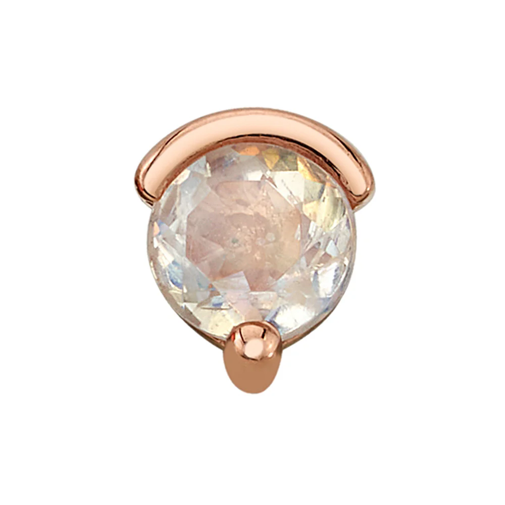 "Galileo" Threaded End in Gold with Faceted Rainbow Moonstone - Image 2