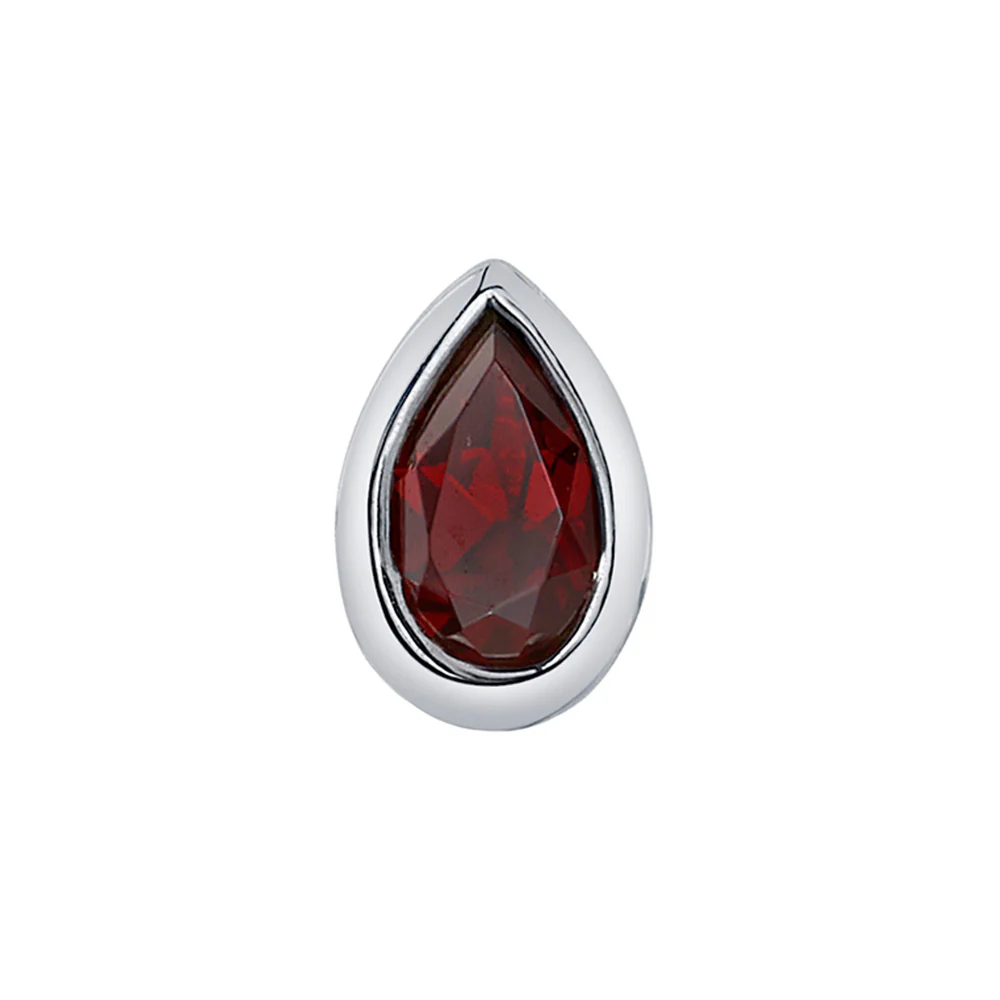 Garnet Pear in Bezel Threaded End in Gold - Image 4