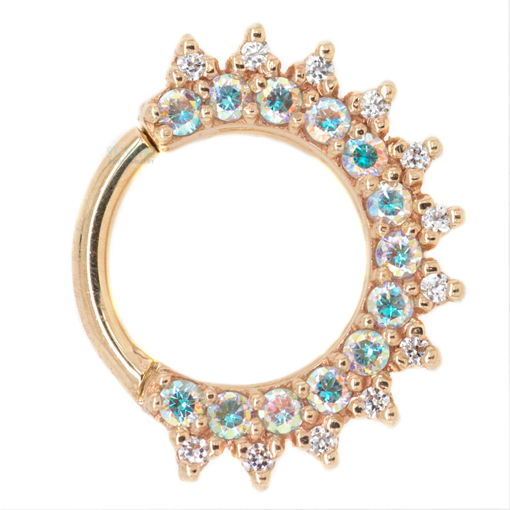 "Gem Kolo" Hinge Ring in Gold & Platinum with Mercury Mist Topaz' & White CZ's - Image 3