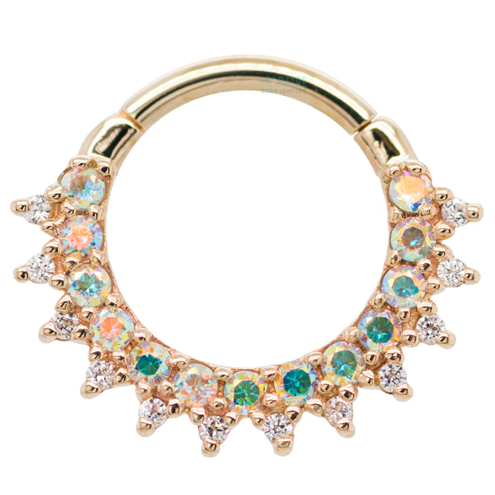 "Gem Kolo" Hinge Ring in Gold & Platinum with Mercury Mist Topaz' & White CZ's - Image 5