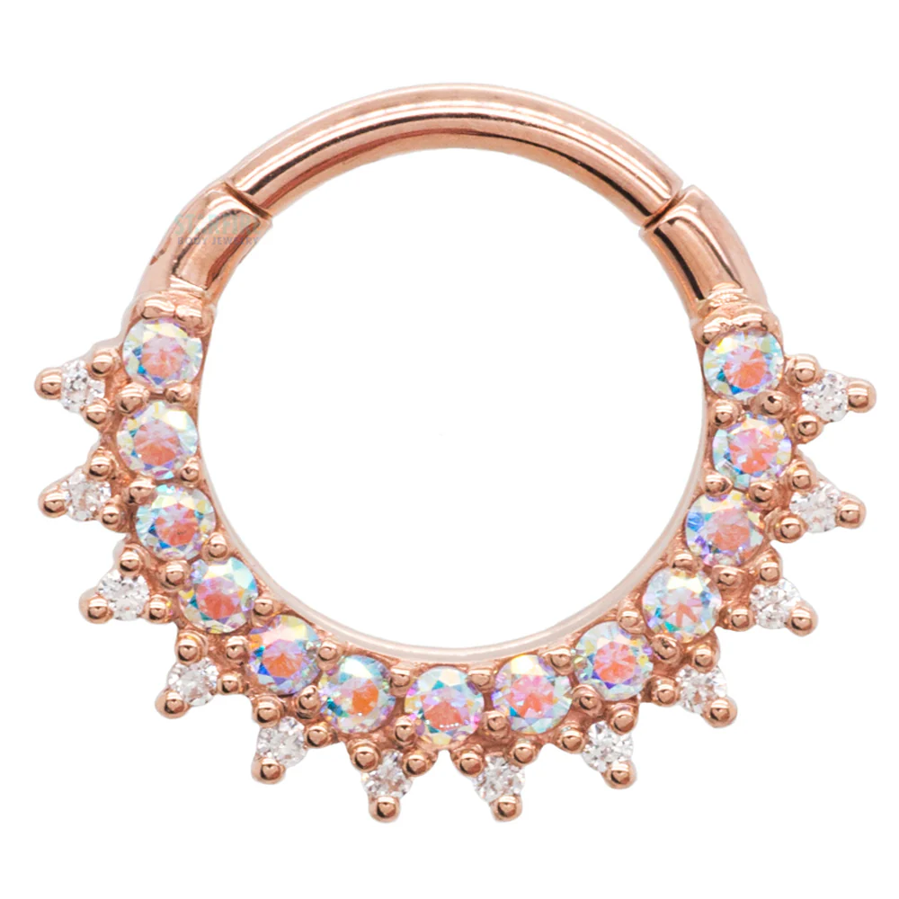 "Gem Kolo" Hinge Ring in Gold & Platinum with Mercury Mist Topaz' & White CZ's - Image 6