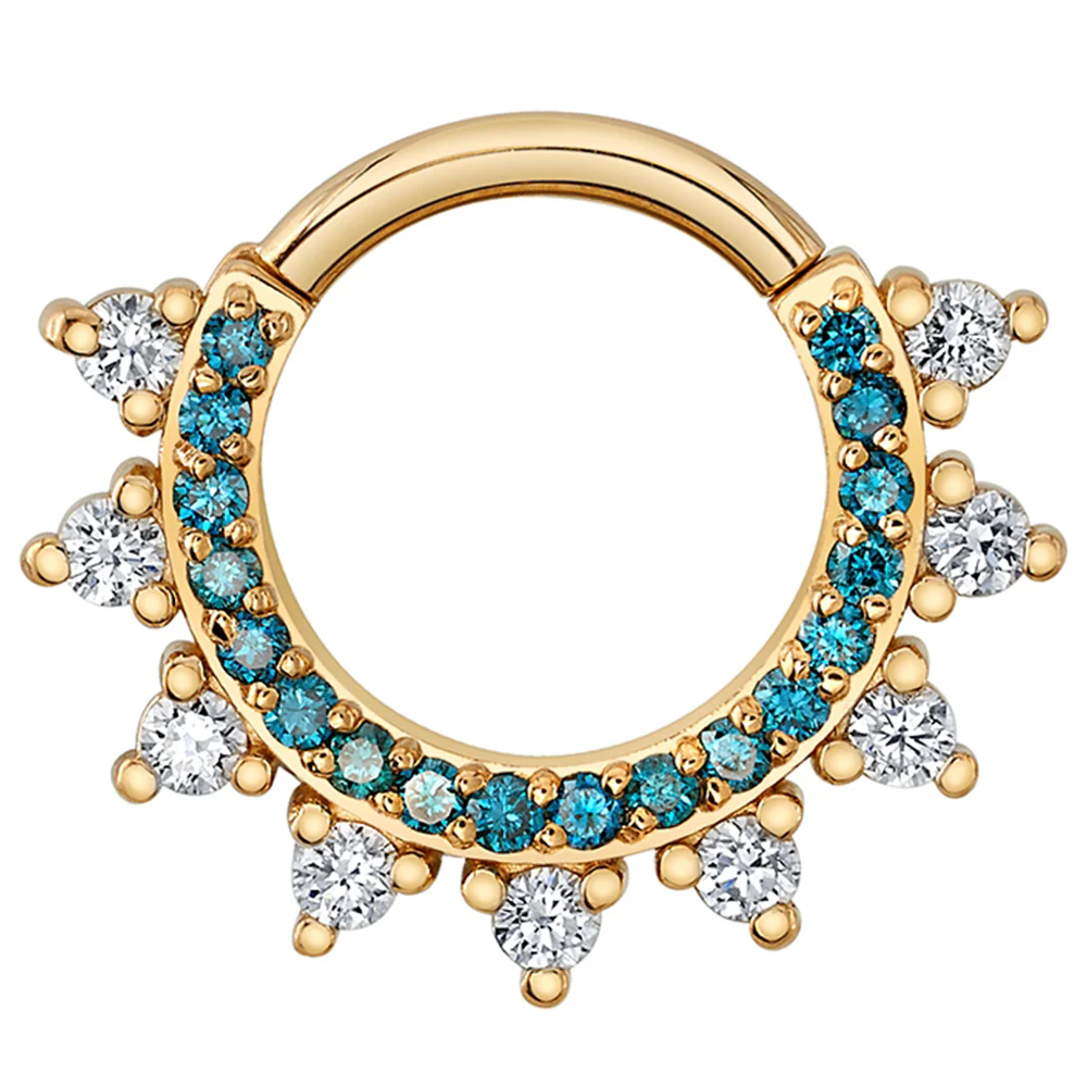 "Gem Kolo" Hinge Ring in Gold & Platinum with Ocean Blue Diamond & White Diamonds - Image 2