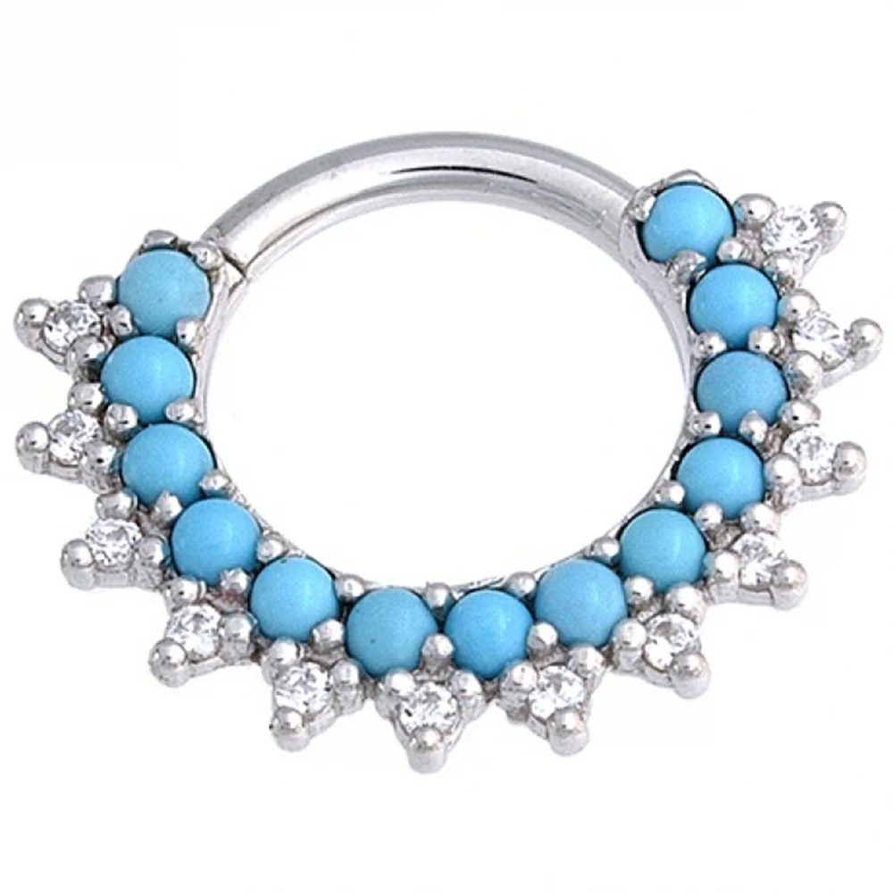 "Gem Kolo" Hinge Ring in Gold with Turquoise & White Diamonds - Image 2