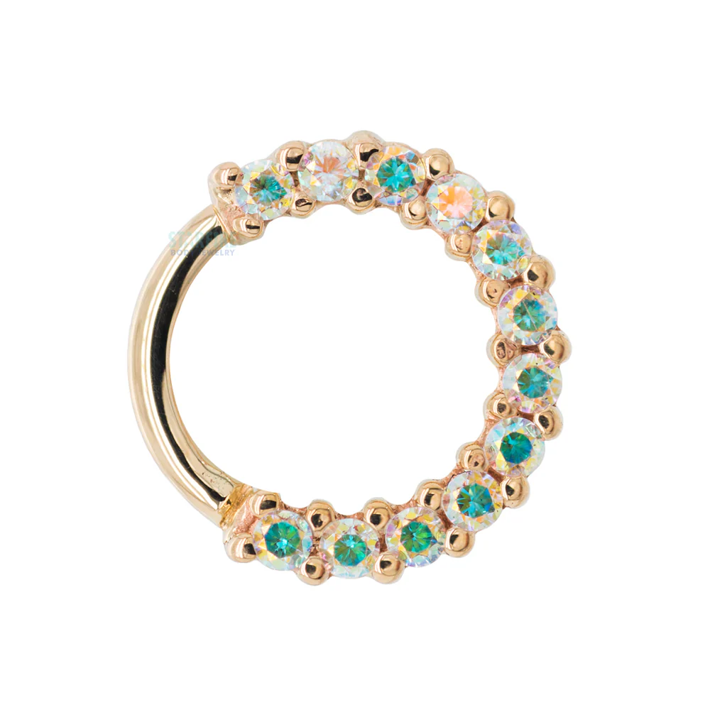 Gem "Oaktier" Hinge Ring in Gold with Mercury Mist Topaz' - Image 2