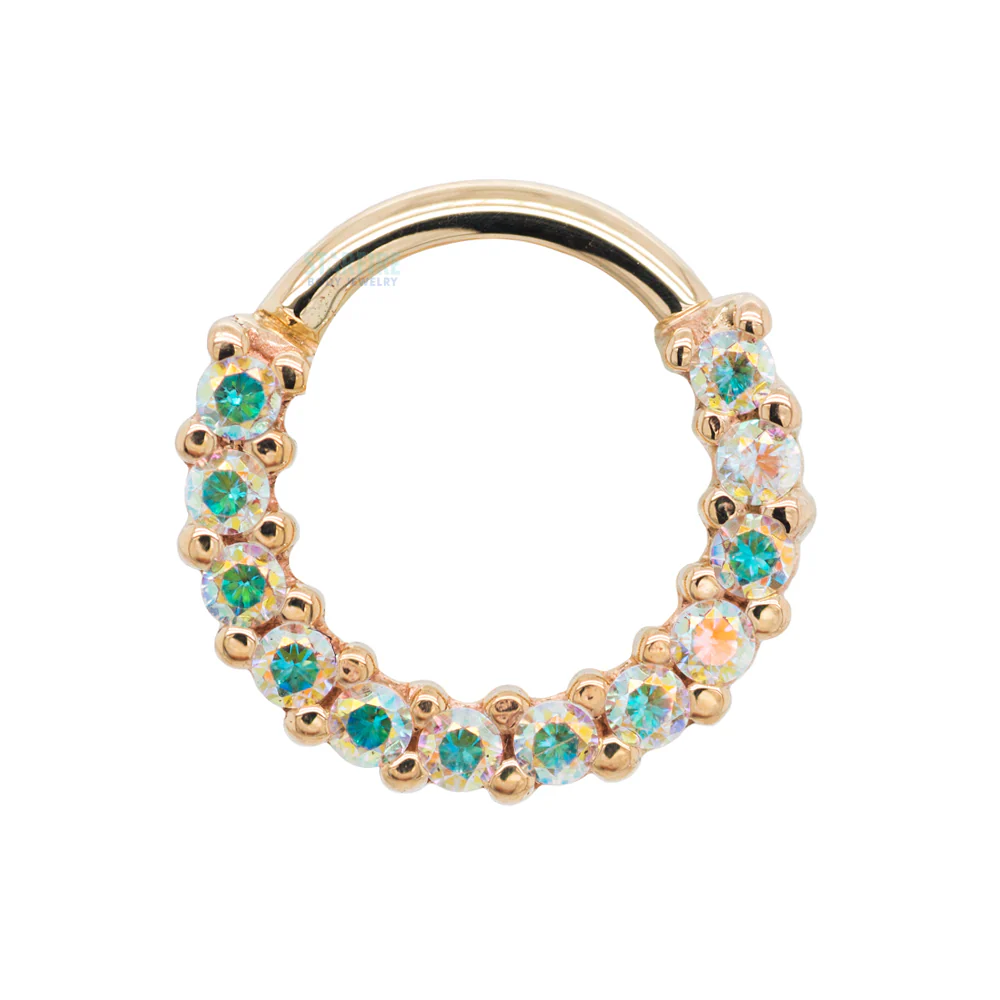 Gem "Oaktier" Hinge Ring in Gold with Mercury Mist Topaz' - Image 3