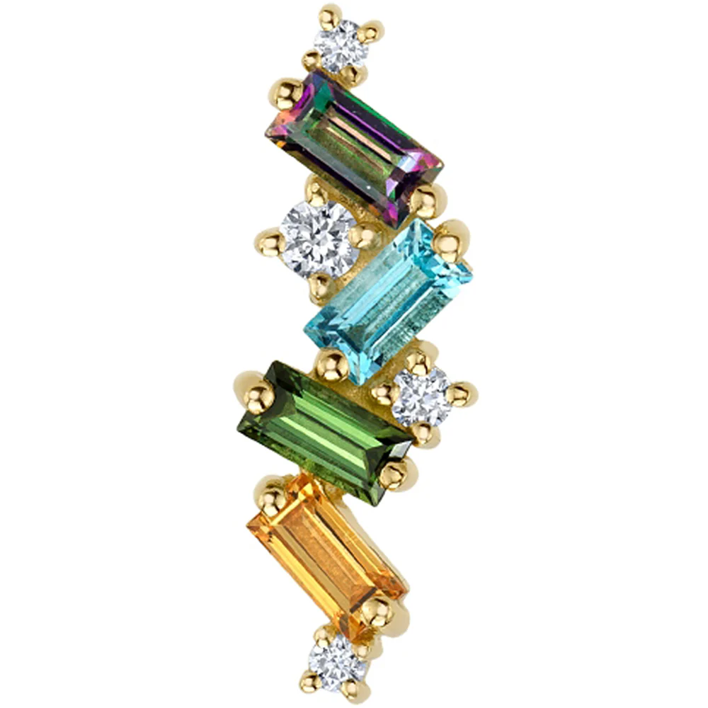 "Genesis" Threaded End in Gold with Mystic Topaz, Swiss Blue Topaz, Green Tourmaline, Honey Topaz & Diamonds - Image 2